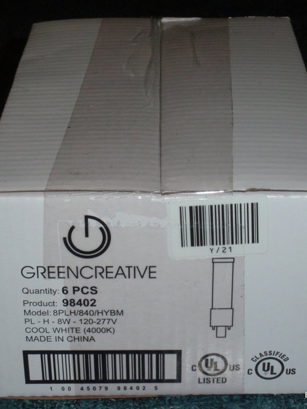 (6) Green Creative 98402 8PLH/840/HYBM 8W LED Hybrid Bypass PL Lamp 120-277V
